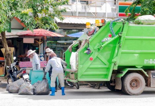 Business recycling station with labelled containers